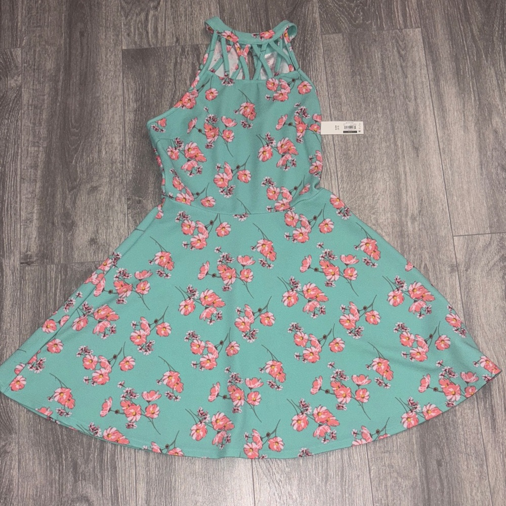 No Boundaries Teal Floral Halter Top